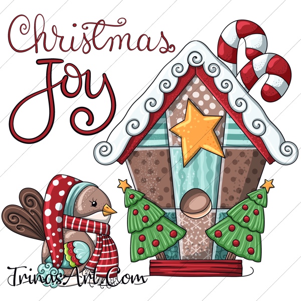 (image for) Christmas Joy Birdhouse 1 Clip Art