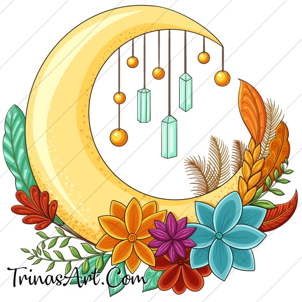 (image for) Floral Crystal Moon 1 Clip Art