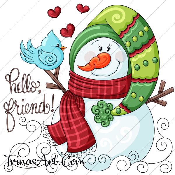 (image for) Hello Friend Snowman 1 Clip Art