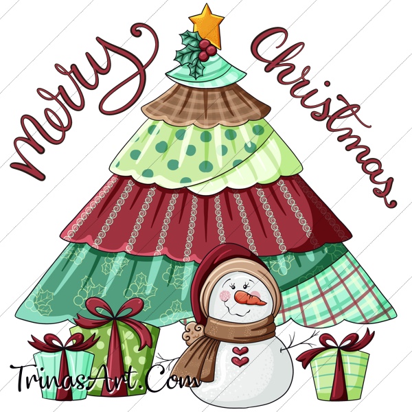 (image for) Patchwork Christmas Tree 1 Clip Art