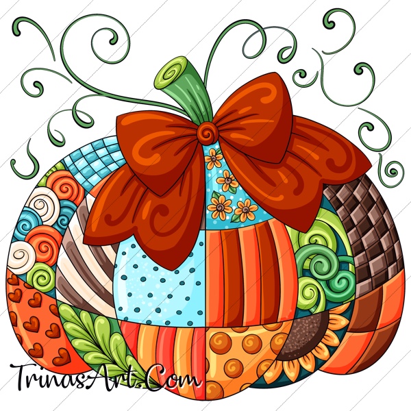 (image for) Patchwork Pumpkin 1 Clip Art