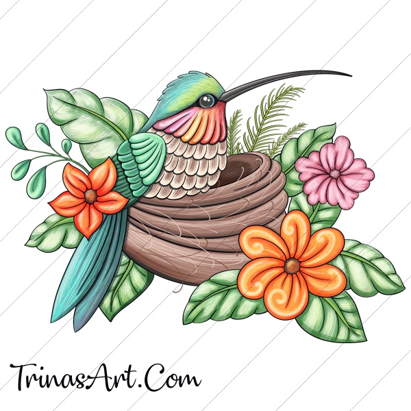 (image for) Resting Hummingbird 1 Clip Art